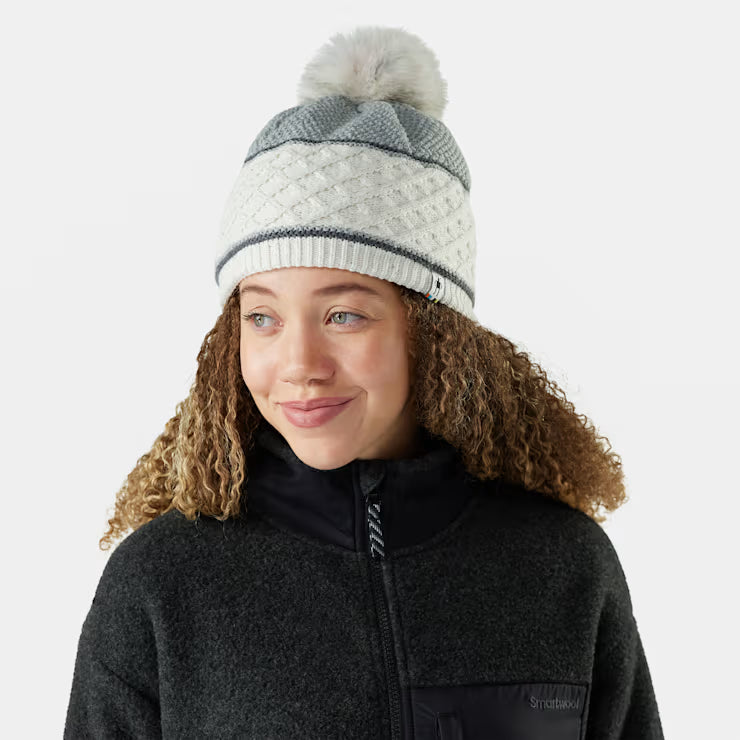 Smartwool Merino Cable Knit Colorblock Pom Beanie